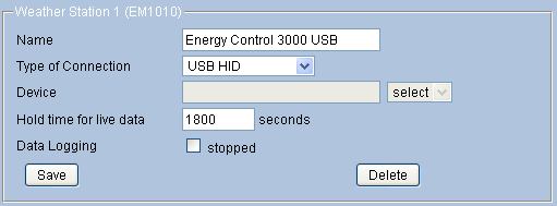 Selecting EM1010 as &quot;Weather Station&quot;