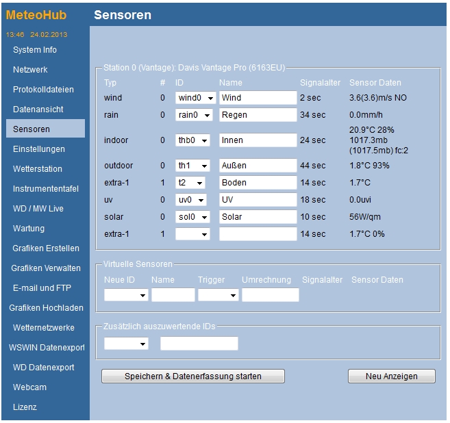 Sensoren Meteohub