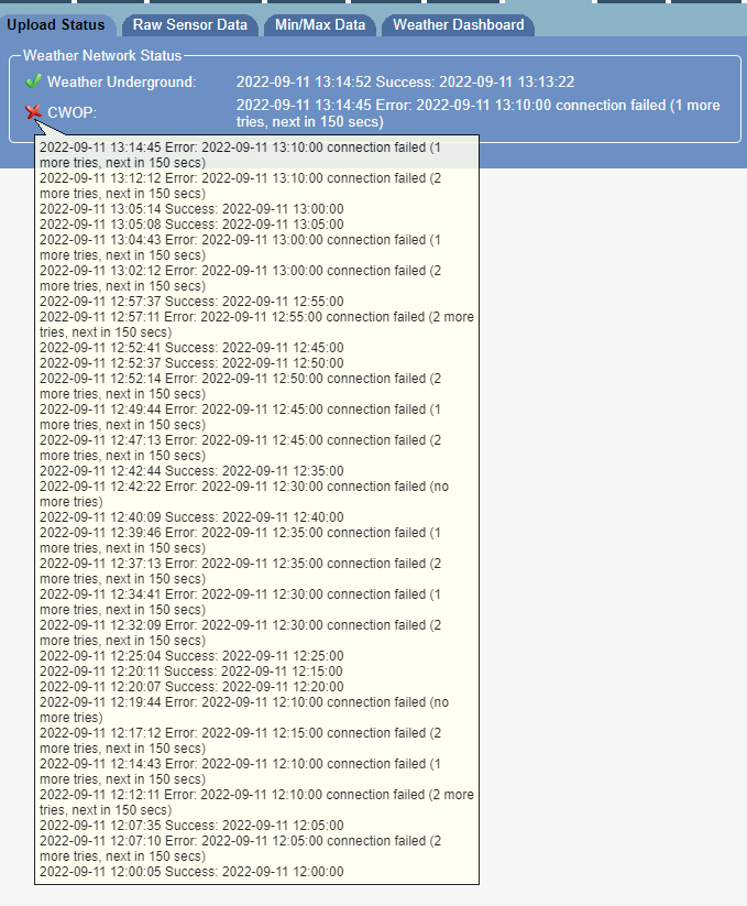 CWOP attempt log