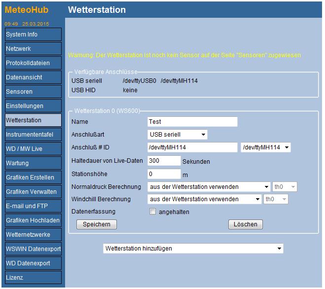 Settings of the Weatherstation