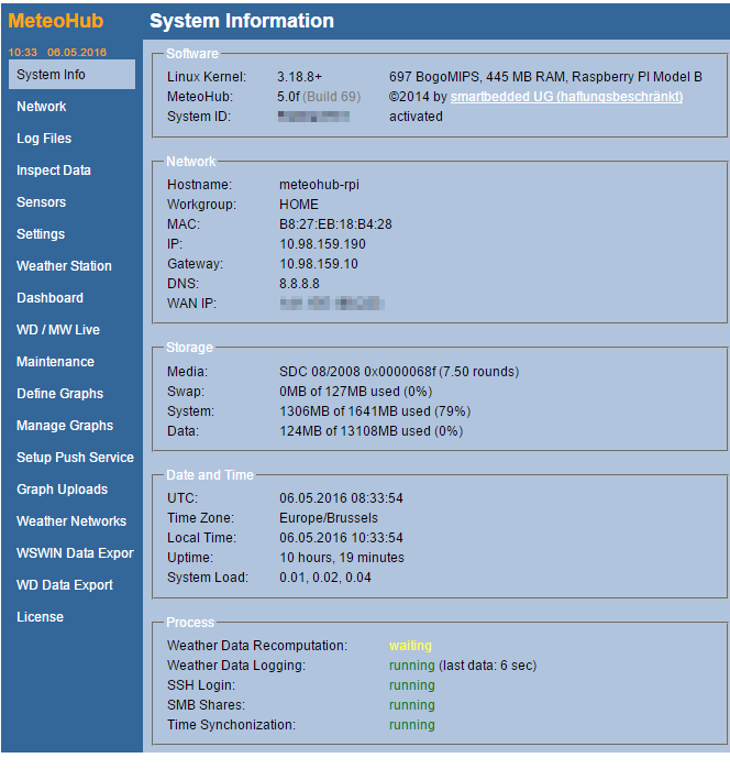 Meteohub status